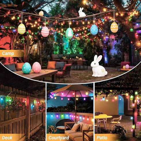 26FT ST38 12+1 Bulbs, Dimmable LAMPHOME Outdoor String Lights, LED Edison Patio Lights with Multicolor Connectable