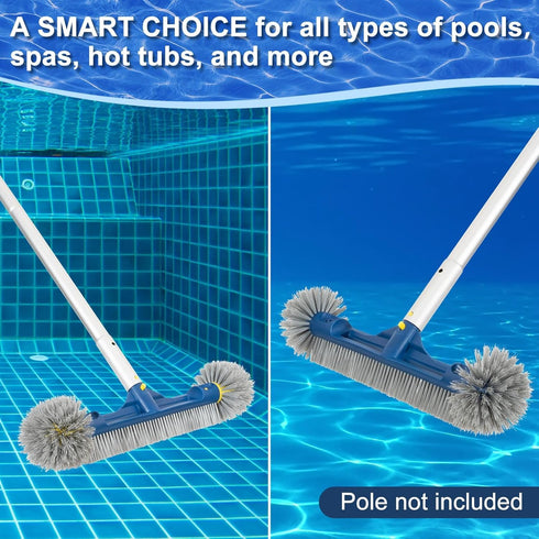 18 20 2 1 POOLAZA & Pool Brushes with Round Ends, Detachable Pool Brushes for Cleaning Pool Walls & Tiles, in Pool
