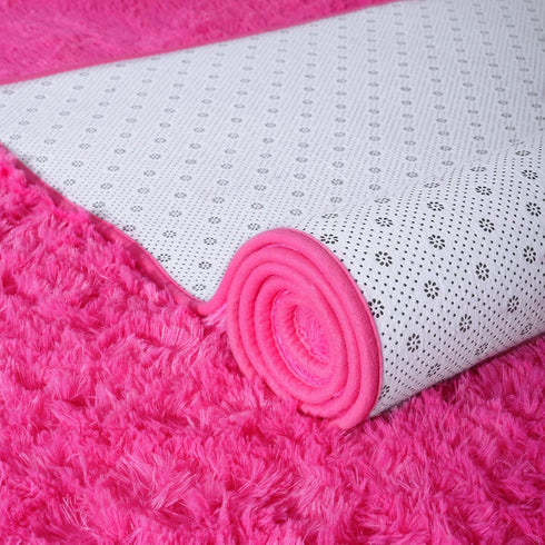ISEAU Fluffy Rug Carpets, Soft Shaggy Area Rugs for Kids Room, Comfy Cute Nursery Mat, 3ft x 5ft, Hot Pink