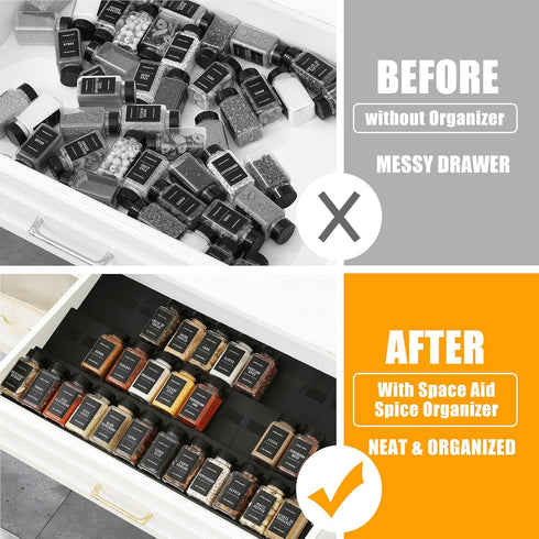 Famhap Spice Drawer Organizer, 36PCS Expandable Seasoning Rack Tray Insert for Kitchen Drawers