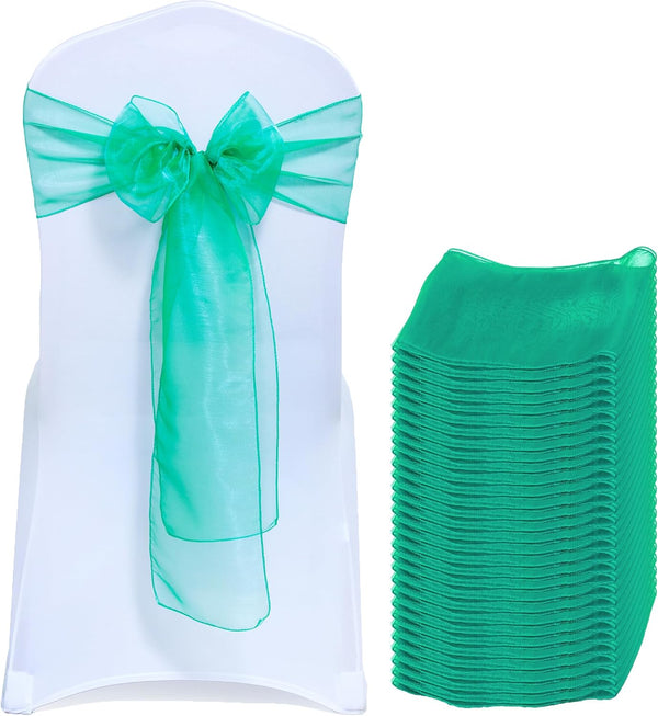 MDS Pack of 50 PCS Organza Chair Sashes Wider Dining Chair Bows