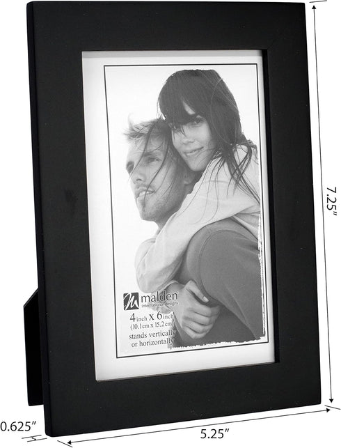 Malden 4x6 Picture Frame - Black, Wide Real Wood Molding, Real Glass
