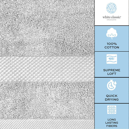 Set 8 100% 2 700GSM, 2 4 White Classic Luxury Bath Towel of Pieces - Turkish Cotton Highly Absorbent Towels