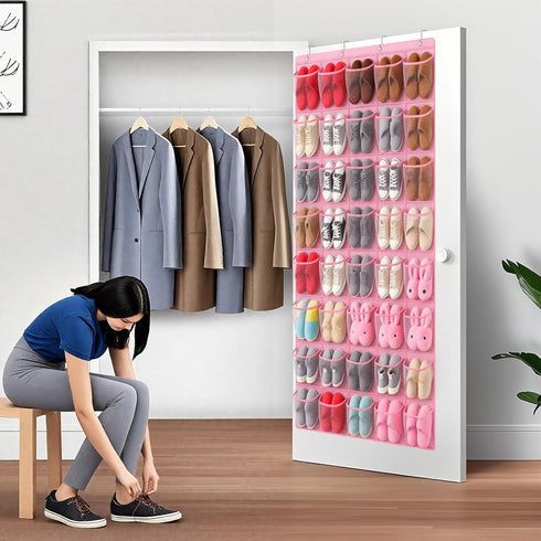 Hualleko 40-Pocket Over the Door Shoe Organizer - Large Mesh Pocket Hanging Shoe Organizer,Behind the Door Shoes