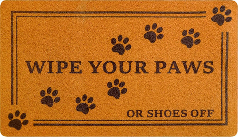 Wipe Your Paws Coir Doormat, 30x17 Inch Funny Welcome Mat for Front Door, Heavy Duty with Anti-Slip Rubber Backing