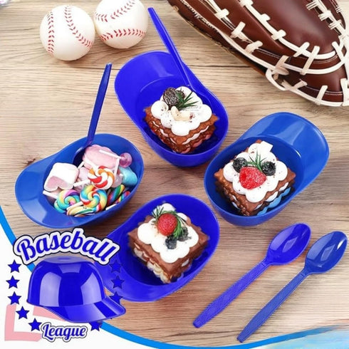 Baseball Helmet Ice Cream Snack Bowl Set, 12 Pack Mini Ice Cream Dessert Cups for Birthday Party Supplies