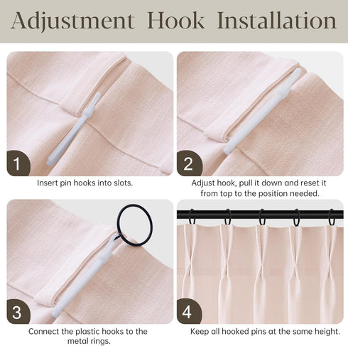 Pinch 84 Inch 2 Light Pink Linen Curtains Pleated Length Panels for Nursery Baby Girls Bedroom Semi Sheer Light