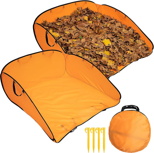LFUTARI 2 Pcs 140 Gallon Pop up Leaf Collector, Foldable Lawn Leaf Pick
