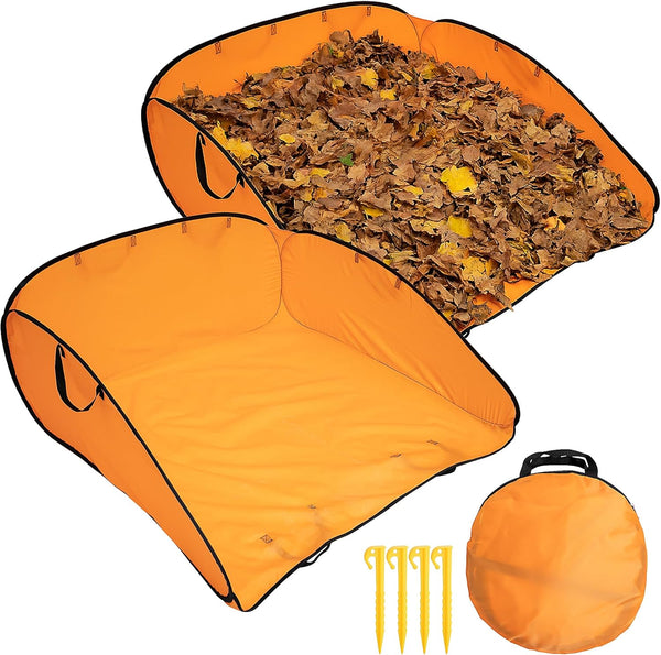 LFUTARI 2 Pcs 140 Gallon Pop up Leaf Collector, Foldable Lawn Leaf Pick