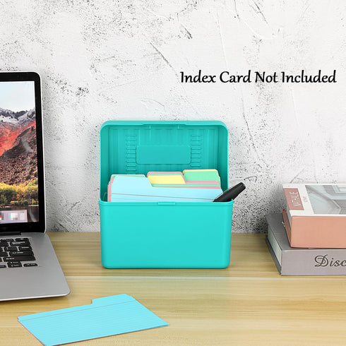 BTSKY 1 Pack 4 x 6 inch Index Card Box - Plastic Storage Organizer for Recipes, Note Cards, Flashcards, Green (Not