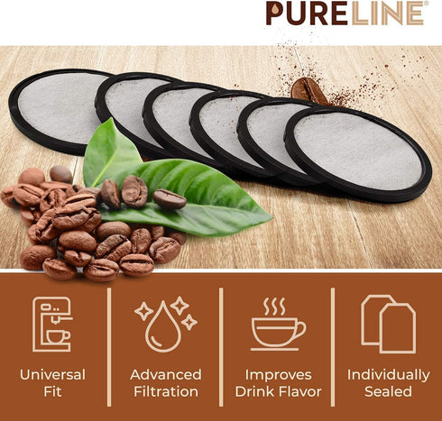 Pure Line Replacement for Mr. Coffee Water Filter Charcoal Disks, Universal Fit, 12 Pack