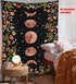 Rexful Moonlit Garden Tapestry - Moon Phase Surrounded by Plants and Flowers, Black Wall Hanging Blanket 44×60 inch