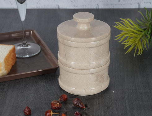 5 2 Radicaln Handmade Marble Brown Dual Salt Cellar & Brown Sugar Keeper Each Herb Jar Salt Dish Kitchen Accesorries