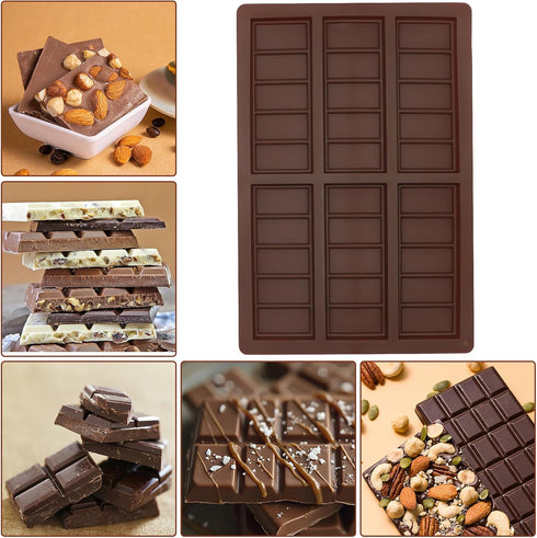Bcautay Set 100pcs Chocolate Bar Molds Silicone Snap Bars Making Food Grade Break-Apart Chocolate Molds with Storage