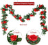 Syhood Artificial Rose Garlands, 14.4 ft Red Flower Vine for Wedding Arch Ceremony Home Garden Decorations