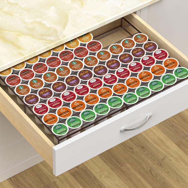 Expandable Coffee Pod Holder Drawer, Compatible with Keurig K-Cup, Holds 35-70 Pods, Organizer for Kitchen, Bronze