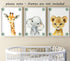 Set 3 (8x10) Baby Safari Animals for Girl or Boy Nursery Bedroom, of Unframed Wall Art Prints, Jungle Leaves Posters