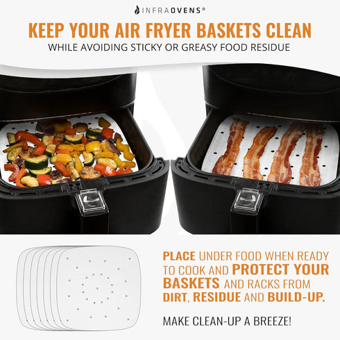 Air Fryer Perforated Parchment Paper Liners, Compatible with Philips, NuWave® Brio, Chefman, Secura, Black Decker +More