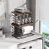 2 Pack Countertop Stackable Trash Bag Holders with Wood Top, Large & Small Garbage Bag Dispenser for Kitchen, Pantry