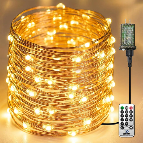 Plug-in Fairy Lights, 164 Ft 500 LED String Light with Remote, 8