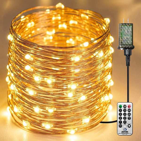 Plug-in Fairy Lights, 164 Ft 500 LED String Light with Remote, 8