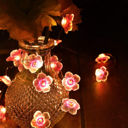 6.6 20 Mudder ft LEDs Flower String Lights Fairy Cherry Blossom String Lights Wire Battery Powered for Valentine
