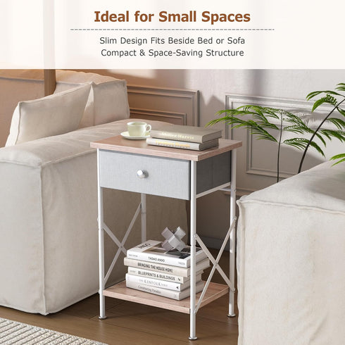 VECELO Night Stand, Small End Table for Small Spaces, Wood Side Table for Living Room, Bedside Table with Drawer