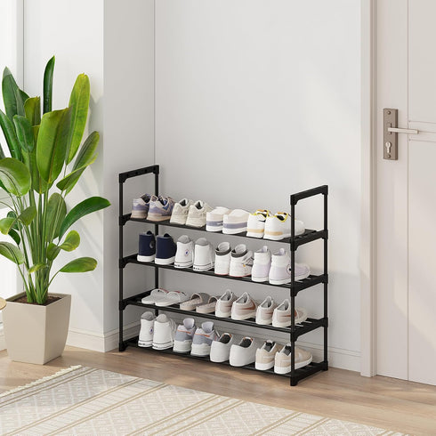 4-Tier 20 Calmootey Shoe Rack, Tall Large Capacity Pairs Shoes Storage Organizer, Stackable Wide Shoe Shelf