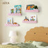 Set 4, AELS Scalloped Nursery Bookshelf, of Picture Ledge Shelf for Wall Decor, Woven Natural Fibre Floating Shelves