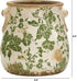 6.5in Nearly Natural Ceramic Decorative Vase, Tuscan Style Green Floral Scroll Design For Indoor Home Shelf Table Decor