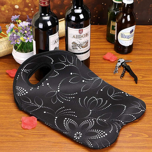 Hipiwe 2-Bottle (2PCS Wine Bottle Tote Insulated Neoprene Wine Cooler Bag Champagne Water Beer Drinks Bottle Protective