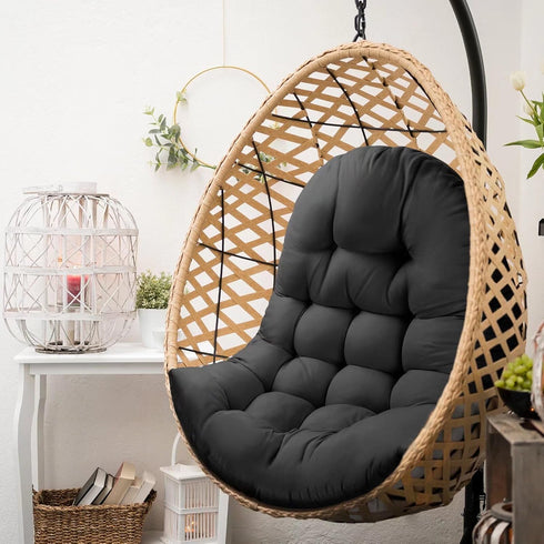 MQK Thick Egg Chair Cushion Replacement, Button Tufted Outdoor Swing Chair Cushion with High Elasticity PP Cotton