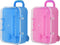 AUEAR 2 Pack Mini Suitcase Boxes, Plastic Candy Small Reception Gift Travel Case for Wedding Party Decoration (Pink &