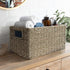 HOMESTEAD Seagrass Baskets with Built-in Handles for Storage, 13.5" x 8" Medium Rectangular Wicker Basket, 2 Packs