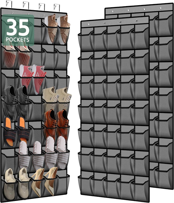 PAULONE 35 Pocket Over the Door Shoe Organizer,Reusable Breathable Large Mesh Bag Men's
