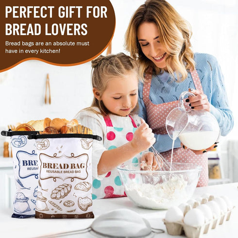 2 Packs Bread Bags, Bread Bags for Homemade Roti, Reusable Sourdough Storage Bag With Zipper, Large Freezer Container