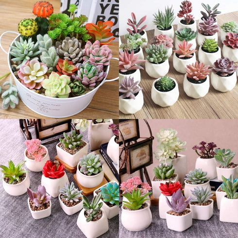 Augshy Artificial Succulents, 16 Pack Fake Plants for Decorative Garden Arrangement