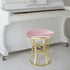 Velvet Round Vanity Stool,Pink Velvet Footrest Ottoman Foot Stool Seat with Golden Metal Legs,Makeup Chair for Bathroom