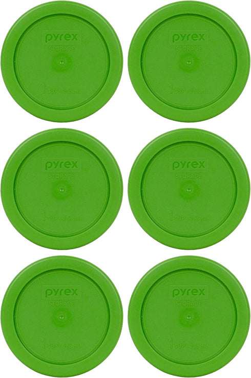 Pyrex 7202-PC 1-Cup Lawn Green Food Storage Replacement Lid (6-Pack), Made in USA