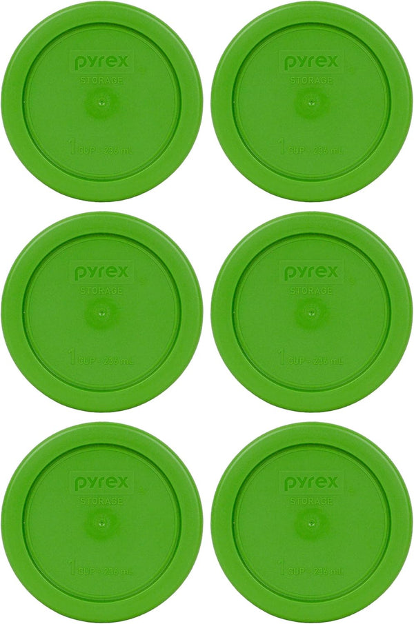 Pyrex 7202-PC 1-Cup Lawn Green Food Storage Replacement Lid (6-Pack), Made in USA