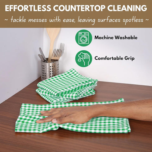 Set 12 16"x26" Native Fab of Gingham Mini Check Kitchen Towels - Cotton Dish Towels - Soft Absorbent Hand Towels