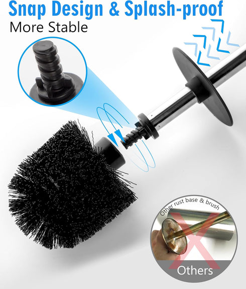 2 Pack Toilet Bowl Cleaning Brush Set for Bathroom, No Assembly, 304 Anti-Rust Handle, No Scratching Toilet Bowl