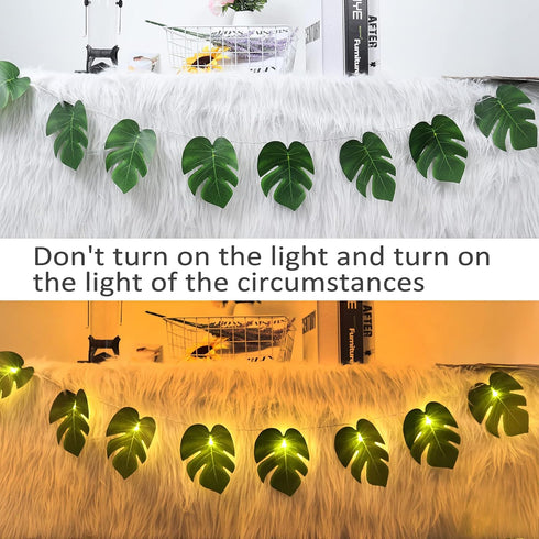 20LED Greenery,Summer RECUTMS Monstera Leaf String Lights, Tropical Artificial Rattan Palm Leaves Wall Hanging Vine