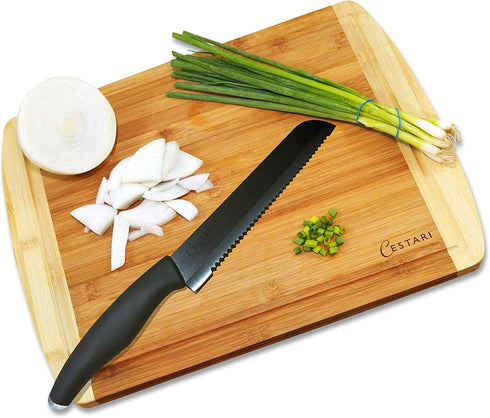 Wooden Cutting Boards for Kitchen: Organic Bamboo Wood Cutting Board with Juice