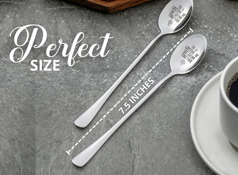 Engraved Ice Cream Spoons, Gifts for Couple, 2 Pcs Stainless Steel Coffee Spoon for a Lifetime Together