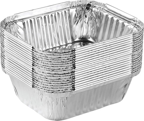 PLASTICPRO 20 Pack Disposable 1 LB Aluminum Takeout Tin Foil Baking Pans, 5'' x 6'' x 2'' Inch Bakeware for Cakes,