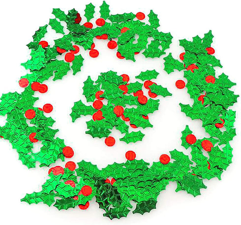 Werich 45g 1.6OZ 1200Pcs Holly Berries Confetti | Glitter Confetti Sprinkles for Xmas party Table Scatters Decoration |