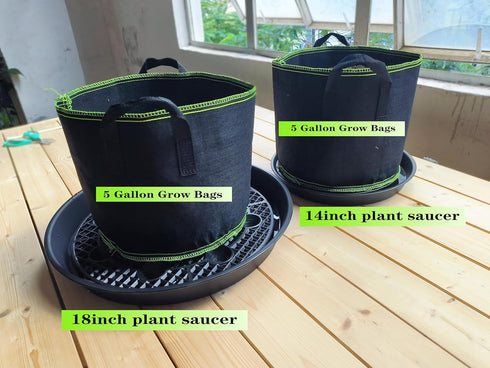 NIMYAU Stand,4-Pack 14 inch, Plastic Plant Saucer Elevated Plant Saucer Self-Watering Fabric Pot Base, Use Nonwoven