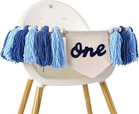 1st 1st High Chair Banner Birthday Boy - One High Chair Banner,Boy Tassel Garland,Boho Birthday Decor,Tassel And Canvas