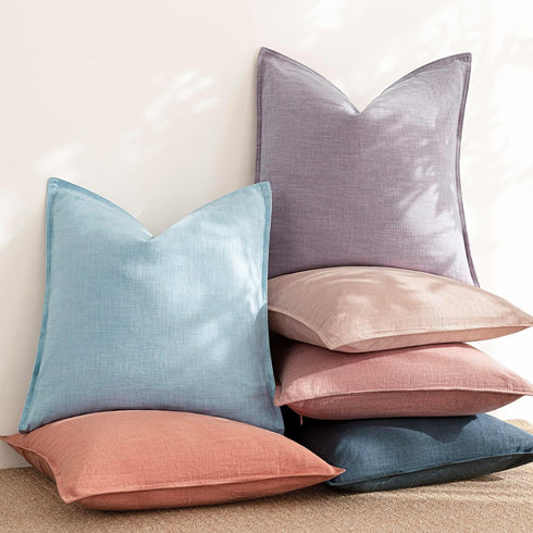 Pack 2, 24 24 Inch Foindtower of Decorative Linen Soild Throw Pillow Covers Soft Accent Euro Cushion Case Farmhouse